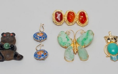 Chinese Gold on Silver & Jade, Agate Jewelry