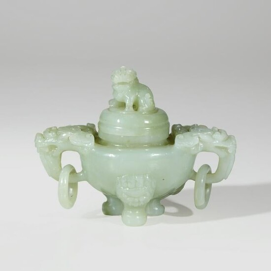 Chinese Green Hardstone Censer, 20th century