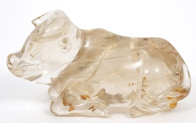 Chinese Hand-Carved Rock Crystal Ox