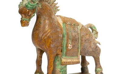Chinese Ming Dynasty Glazed Ceramic Horse