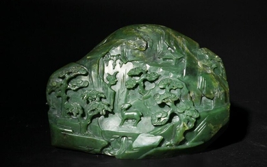 Chinese Spinach Jade Boulder, 18th Century