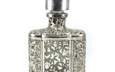 Chinese Sterling Silver Mounted Glass Decanter