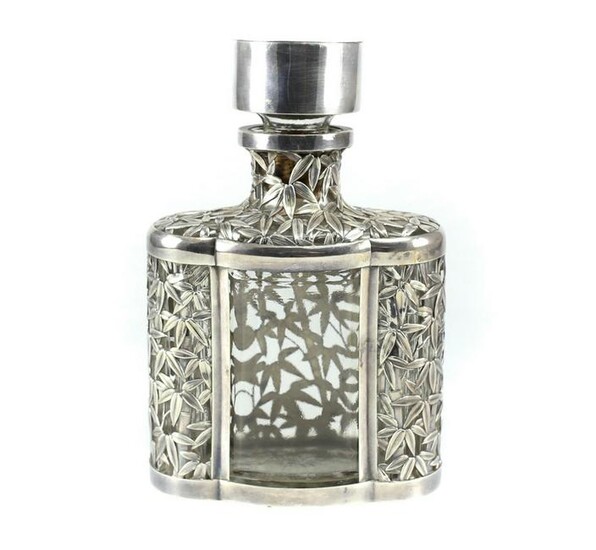 Chinese Sterling Silver Mounted Glass Decanter