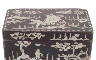 Chinese Style Lacquerware Box with Mother-of-Pearl Inlay
