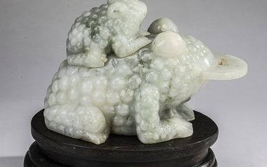 Chinese carved jade money toad, 10"h
