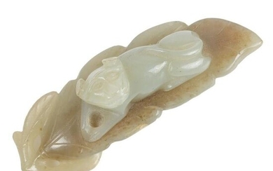Chinese carved pale celadon jade two tone jade carving