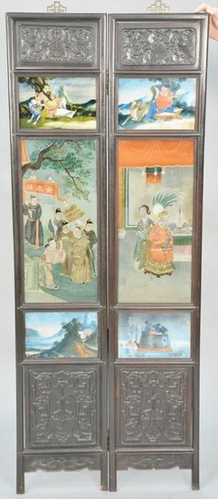 Chinese two panel folding screen, each panel having