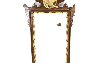 Chippendale Style Carved Mahogany Parcel Gilt Mirror.