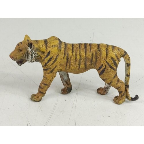 Cold painted cast bronze figure of a tiger