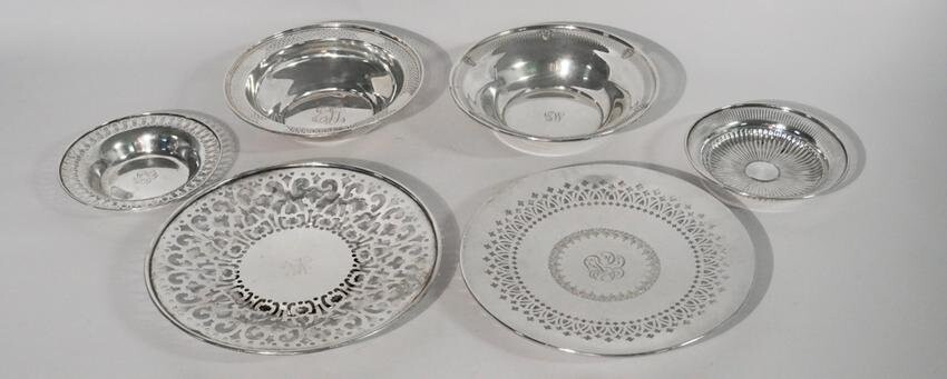 Collection Vintage Sterling Silver Bowls & Platter
