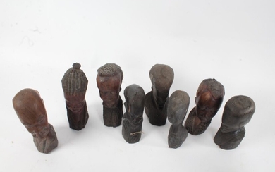 Collection of African carved tribal male and female busts (qty)