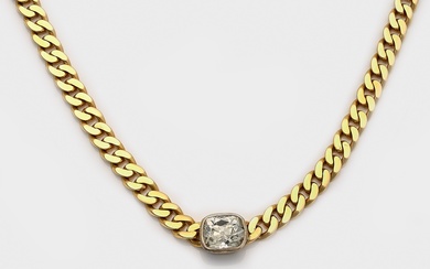 Collier classique en armure plate avec diamants taille ancienne Or jaune, taille 18 ct ;...