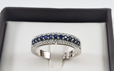 Comete - 18 kt. White gold - Ring - 0.22 ct Diamond - Peridots, Sapphire