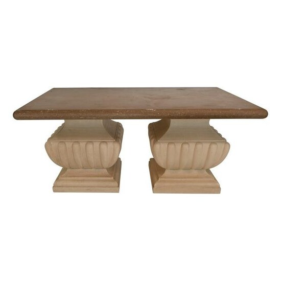 Contemporary Cast Stone and Composition Dining Table.
