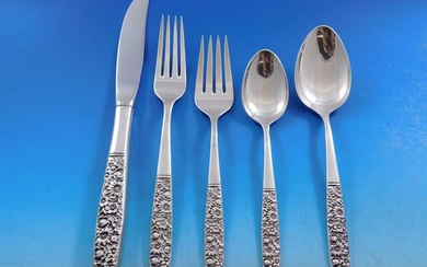 Contessina by Towle Sterling Silver Floral Flatware Set For 12 Service 67 Pieces