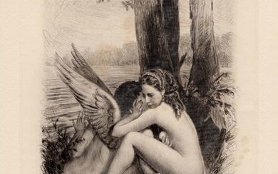 Cupid Whispers to Psyche Original 1955 Paul-Emile Becat Limited Etching