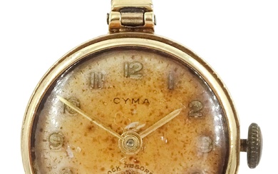 Cyma ladies 9ct gold manual wind wristwatch