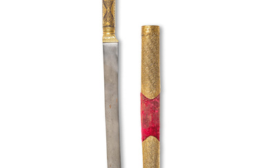 Dague en acier à manche damasquiné or (kard), Turquie XIXe...