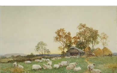 David Bates (1840-1921), SHEPHERD AND FLOCK, ECKINGTON