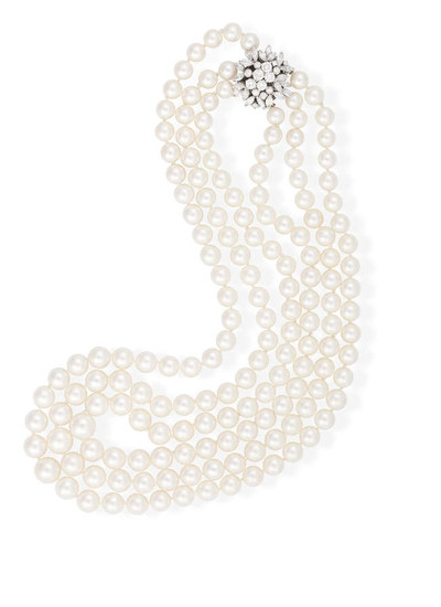 Description A CULTURED PEARL AND DIAMOND NECKLACE Composed of...