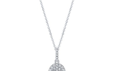 Diamond Pave Disk Pendant With Bail In 14k White Gold