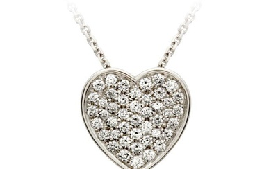 Diamond Pave Heart Pendant In 14k White Gold (1/3 Ct.tw.)