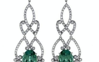 Diamond & Green Tourmaline Drop Earrings