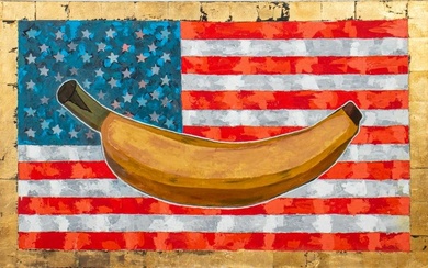 Domenick Capobianco (American, b. 1928) "Towards a New America(n Flag)" acrylic and gold leaf