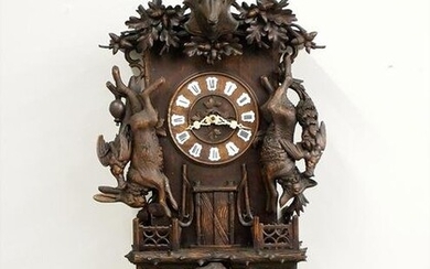 E Wehrle 5 Horn Trumpeter Black Forest Wall Clock
