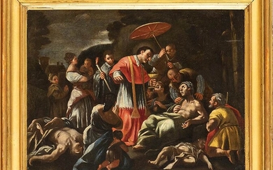 EMILIAN SCHOOL, 17th CENTURY Miracle of Saint Carlo Borromeo Oil...