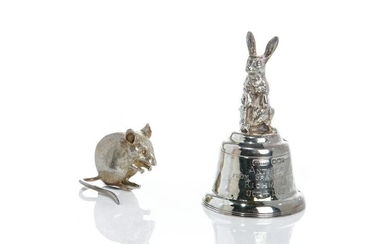 ENGLISH SILVER NOVELTY TABLE BELL & MOUSE 161g