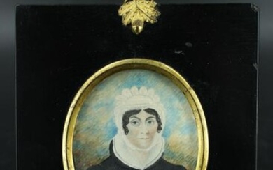 Early American Miniature Hand Painted Portrait