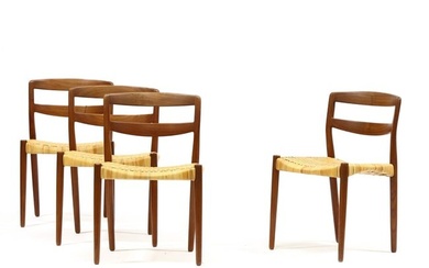 Ejner Larsen & Aksel Bender Madsen, Set of Four Teak Side Chairs