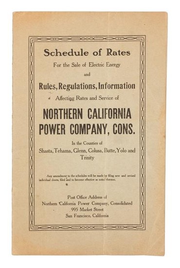 Electric power rates in Northern California 1917