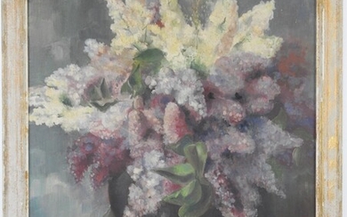 Emma DUPUY BENOIT (XIX-XXème). Bouquet de fleurs. Huile sur toile. Signé en bas à droite....