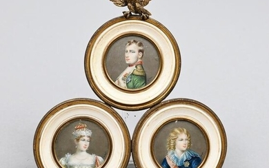 Emperor Napoleon, Set Triple Portrait Miniatures