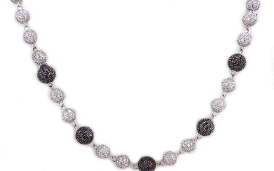 Estate 28 Carats Black White Diamond Convertible Bead 14k Necklace Bracelet Set
