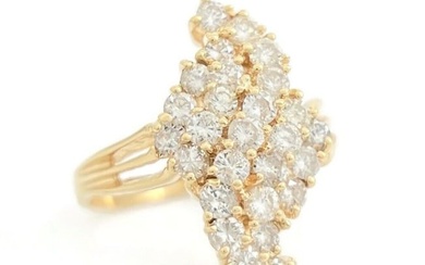 Estate Diamond Cluster Cocktail Statement Ring 14K Yellow Gold 1.28 CTW, 6.83 Gr