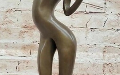 Evolving Elegance - Miguel Lopez Signed Feminine Abstract Original Bronze Sculpture - 21" x 5"
