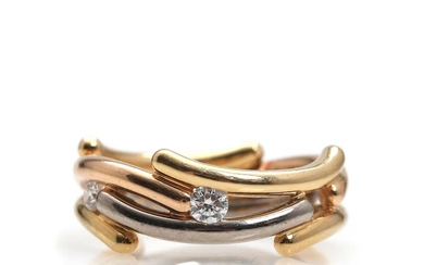 F. Hingelberg Diamond ring set with two brilliant-cut diamonds totalling 0.22 ct.,...