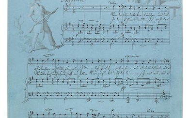 F. Mendelssohn. Fine illustrated autograph manuscript of the song "Wenn die Abendglocken läuten", 1830