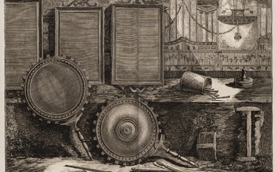 F. PIRANESI (1758-1810), Mirrors and hair rods from Pompeii, 1805, Etching