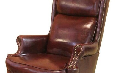 FINE LEATHER NAIL TRIMMED ROLLING EXECUTIVE CHAIR