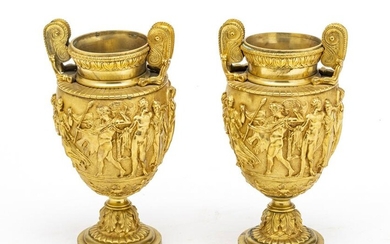 FRENCH STYLE D'ORE BRONZE URNS, PAIR