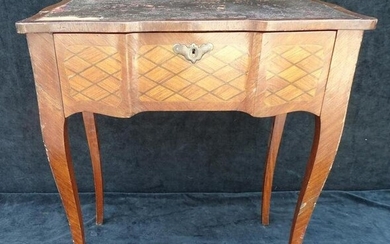 FRUITWOOD BRONZE MOUNTED INLAID LEATHER TOP LADIES DESK