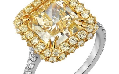 Fancy Light Yellow Diamond Ring 3.78 Carat Radiant Cut GIA Certified