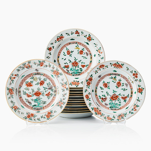 Fifteen Chinese famille verte dishes