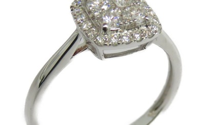 Fine Jewelry 0.43ct Diamond Ring US#6.5 18K White Gold Silver