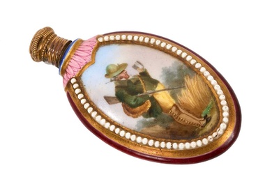 Fine quality 19th century porcelain scent bottle painted with a sportsman