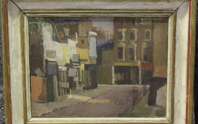Forster - Street Scene, early 20th century oil on canvas, signed, 29cm x 40cm, within a painted and